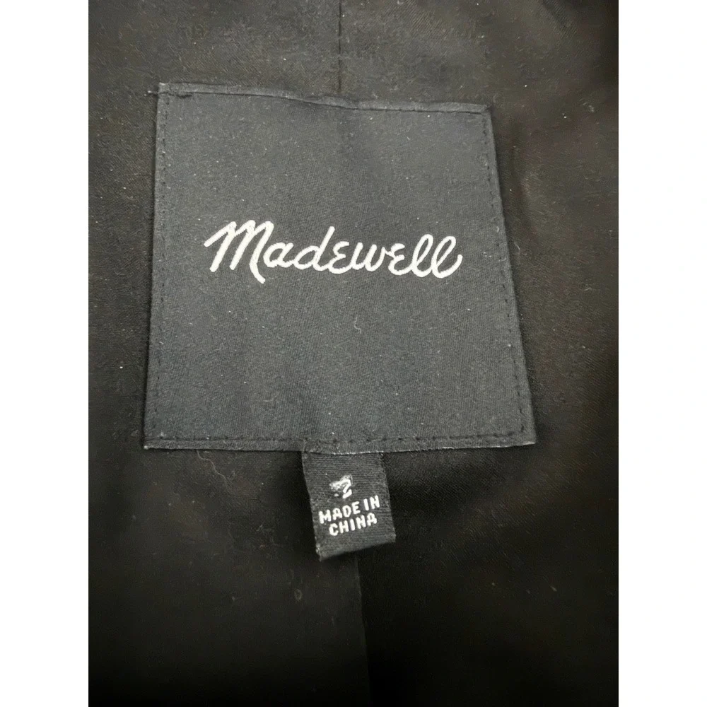 Madewell Black Velvet Single Button Blazer Jacket Womens Size‎ 2